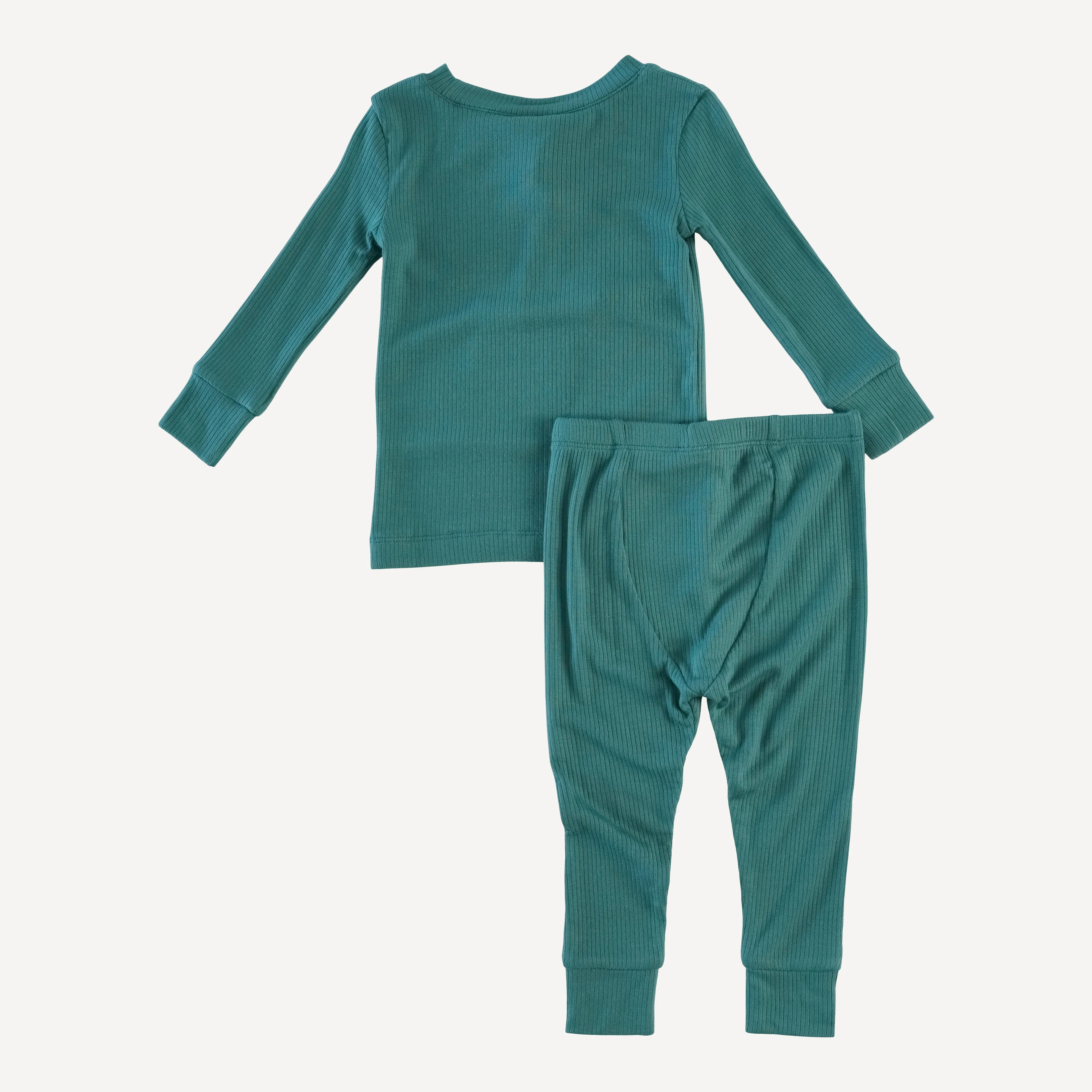 long sleeve crew neck pj set | blue cypress | modal skinny rib