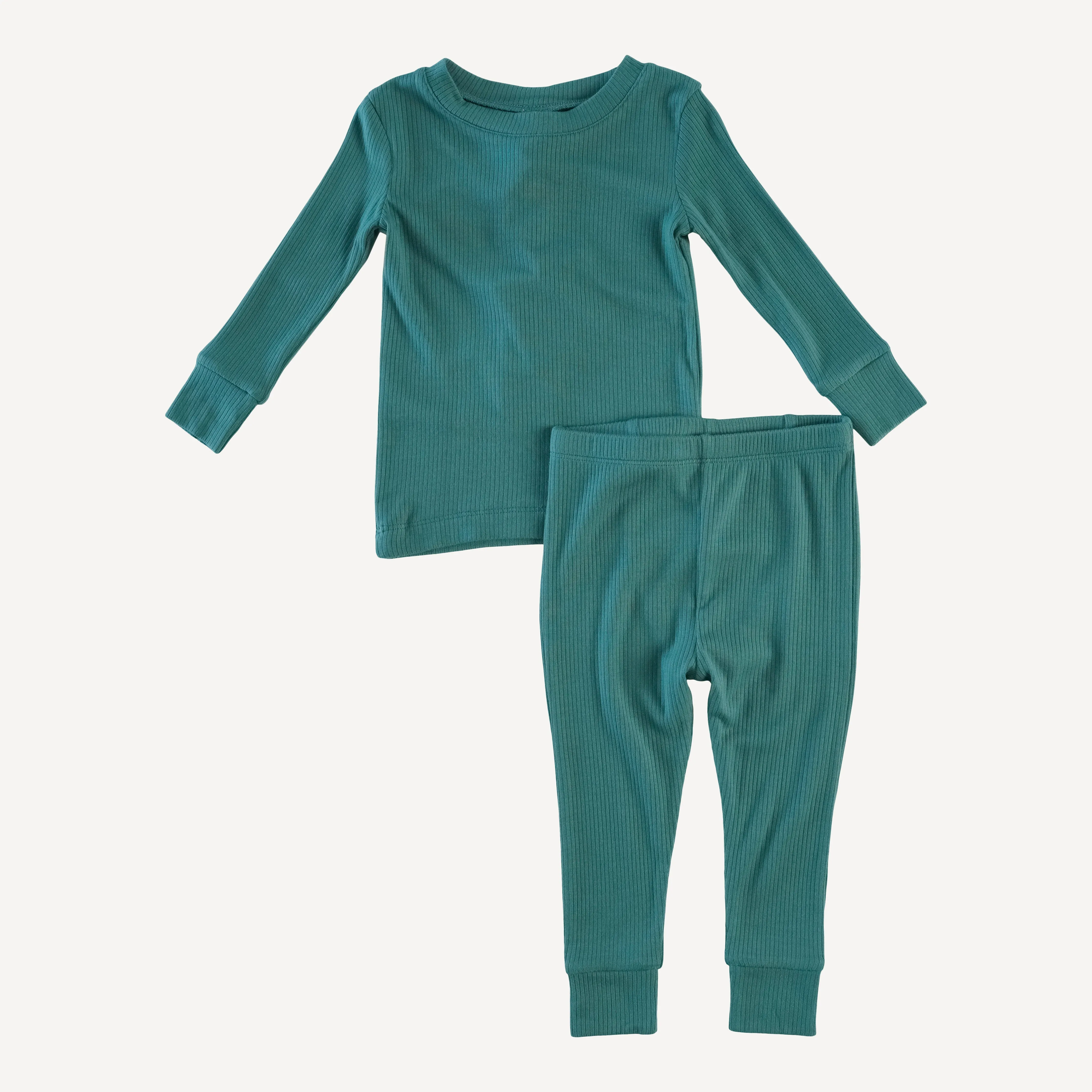 long sleeve crew neck pj set | blue cypress | modal skinny rib