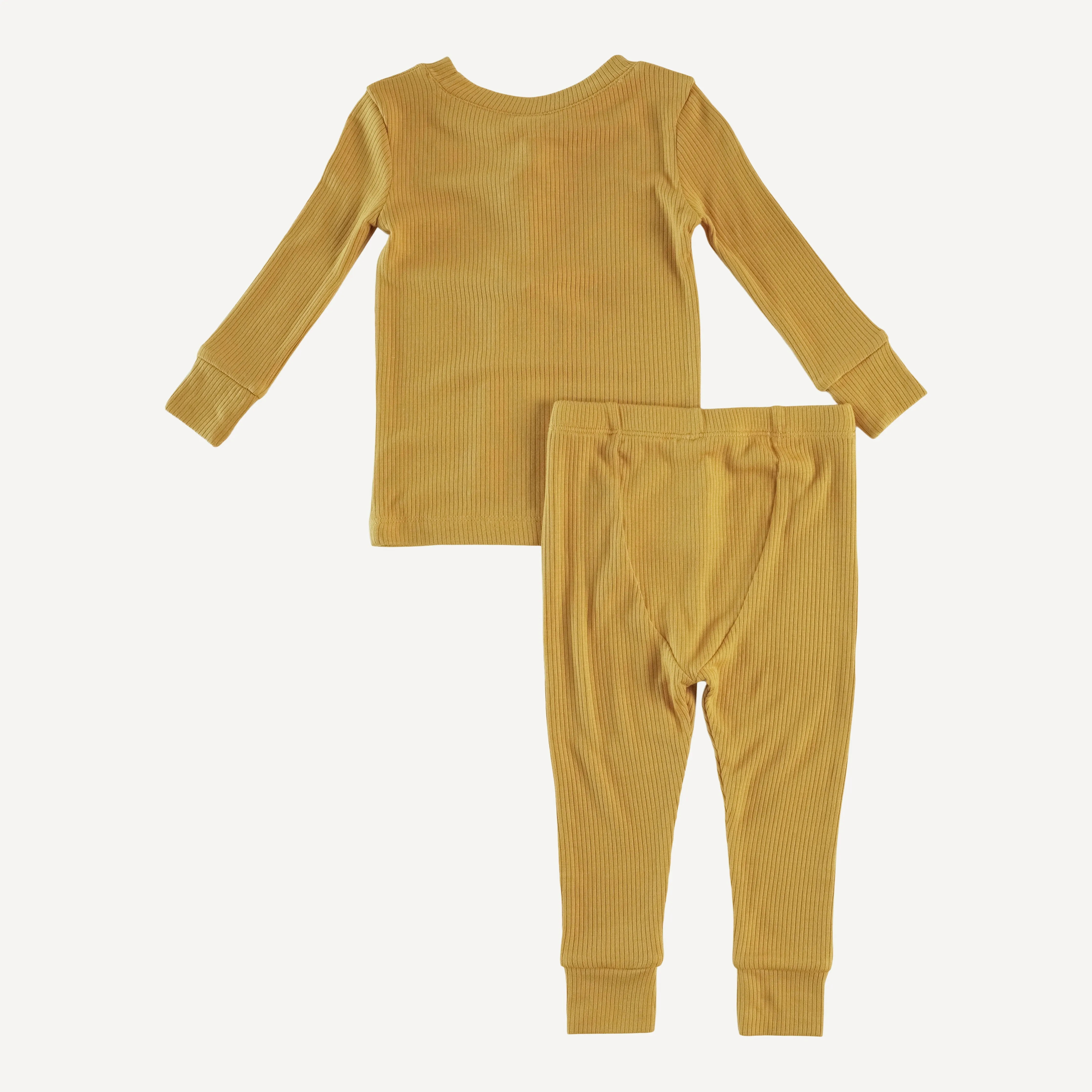 long sleeve crew neck pj set | honey mustard | modal skinny rib