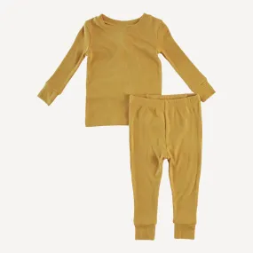 long sleeve crew neck pj set | honey mustard | modal skinny rib