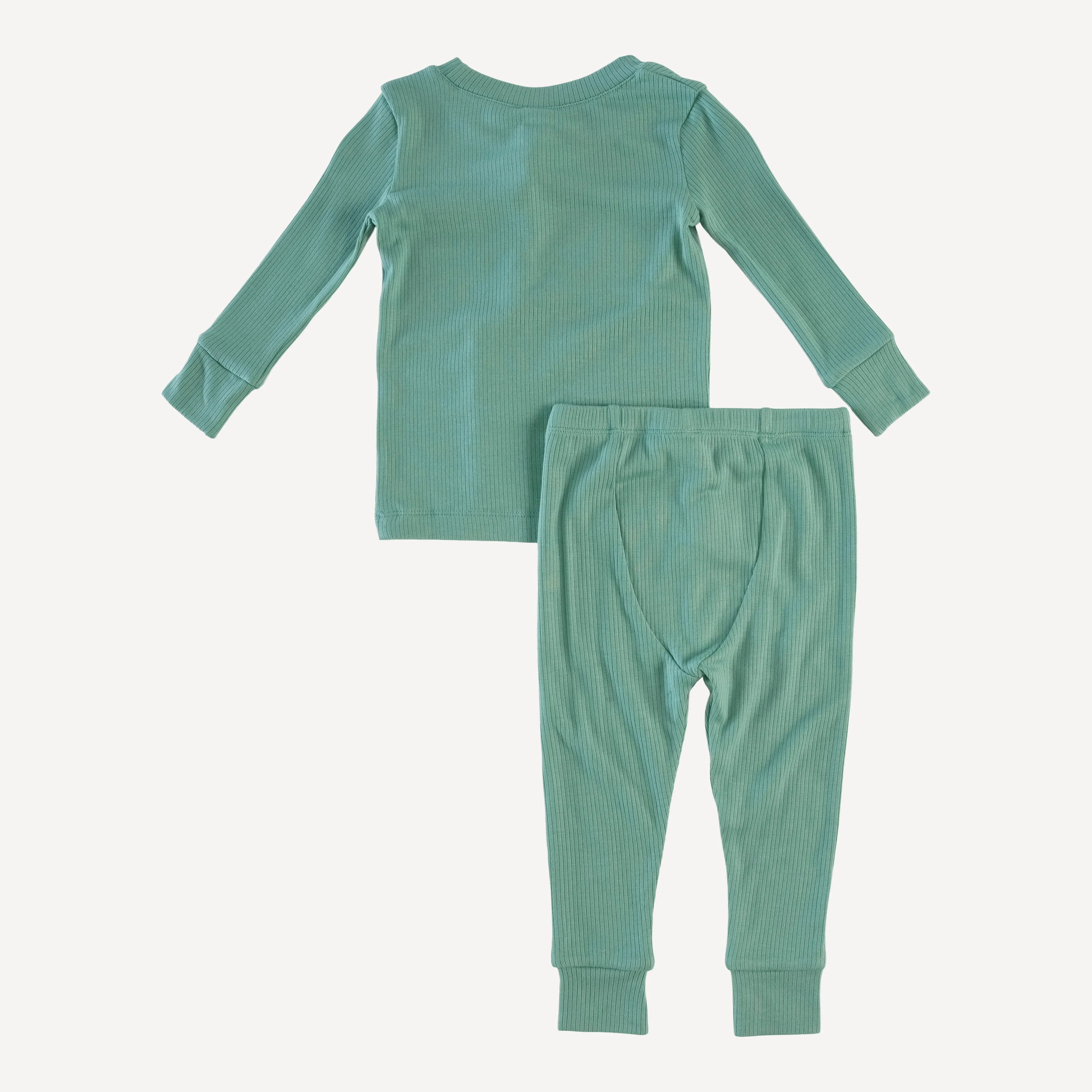 long sleeve crew neck pj set | malachite | modal skinny rib