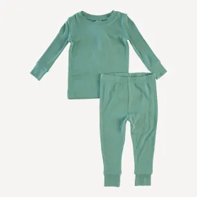 long sleeve crew neck pj set | malachite | modal skinny rib