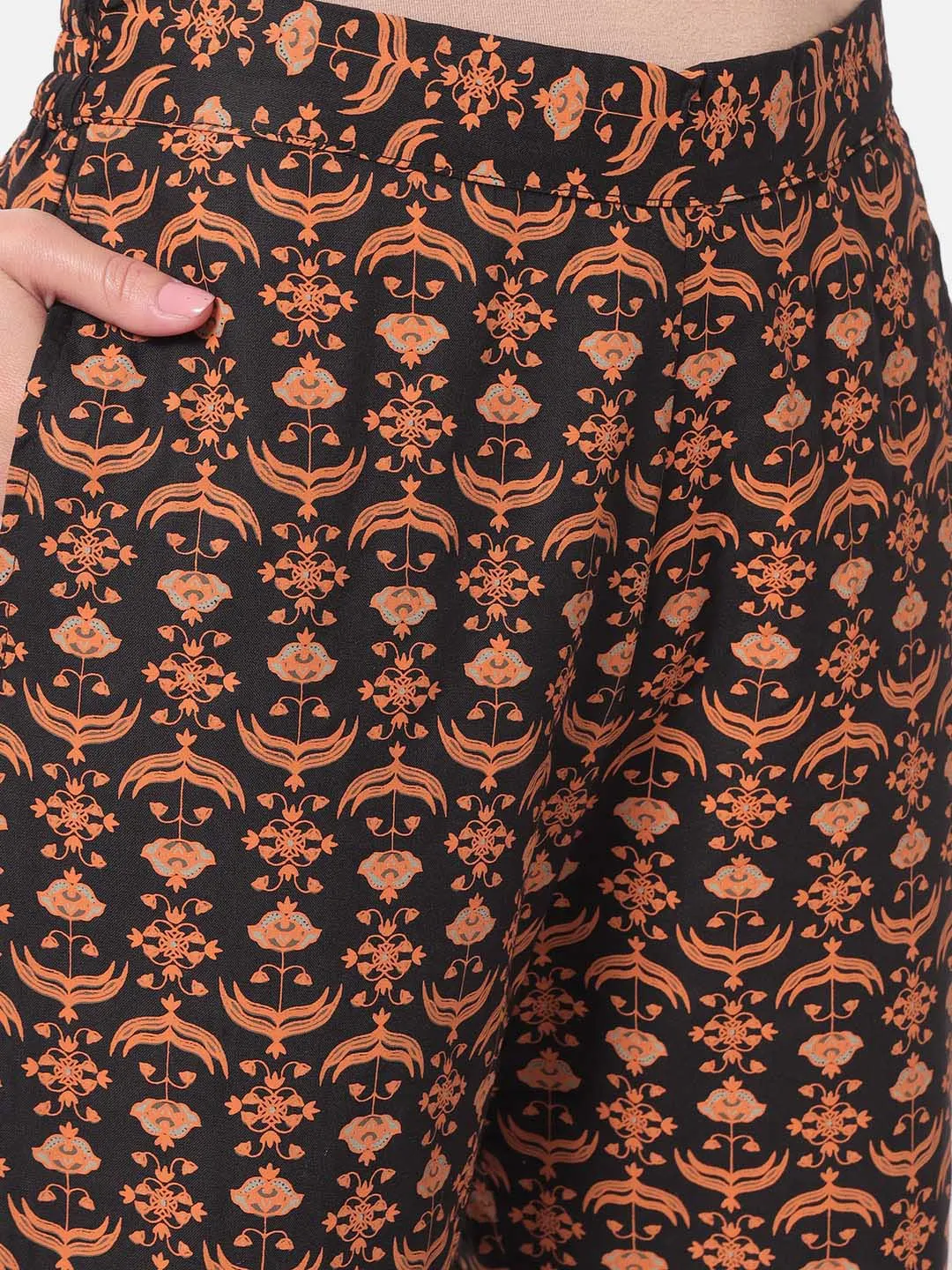 Malang Black Multi-Printed Trouser