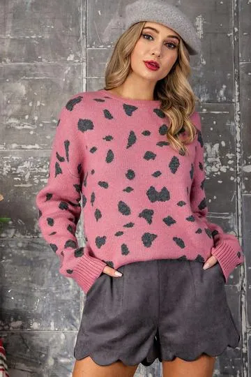 Mauve Animal Print Sweater