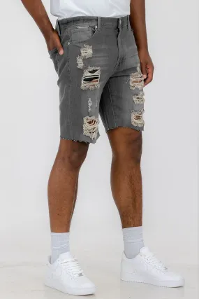 Mens Distressed Denim Shorts