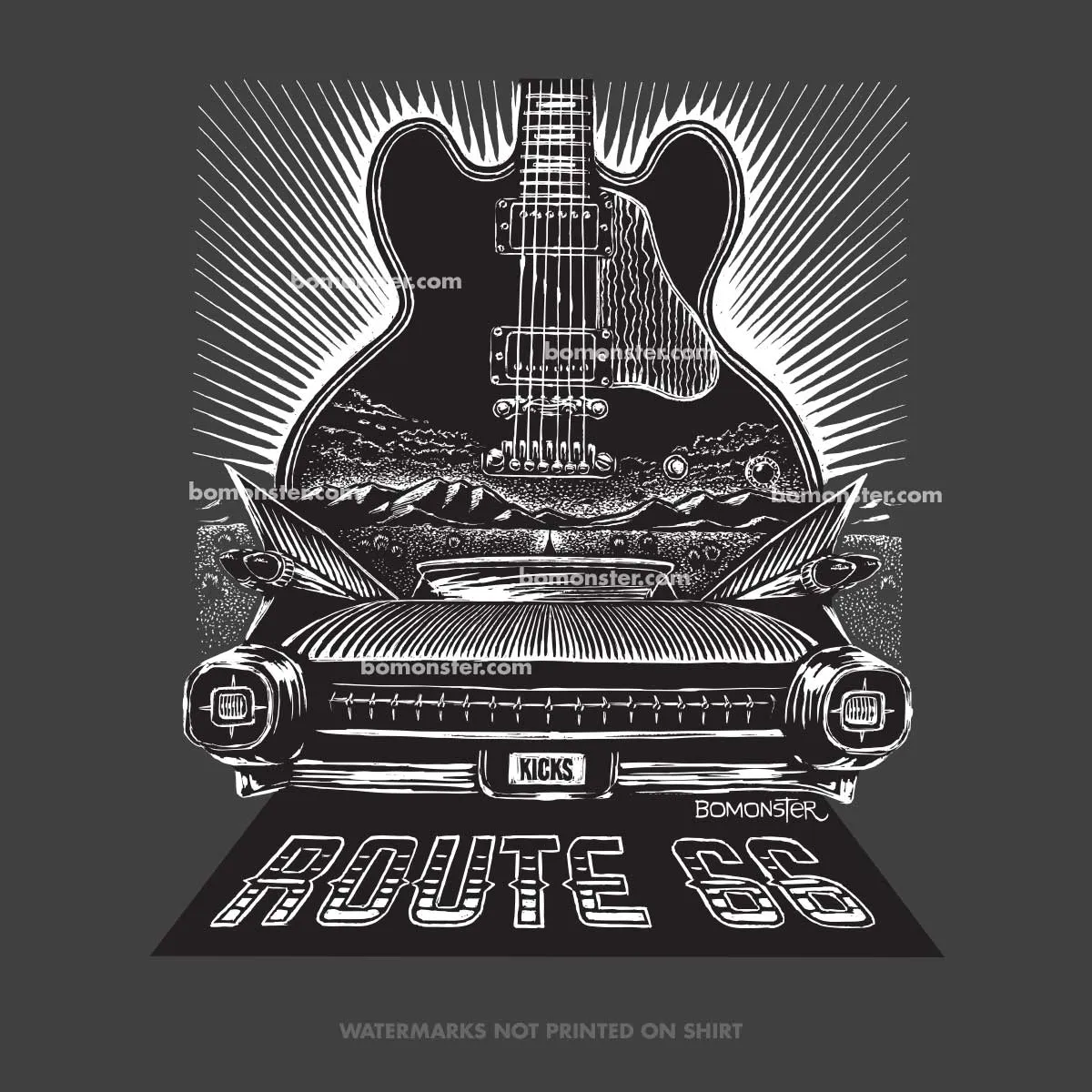 Men's Guitar Cadillac T-Shirt "Guitar Blues"