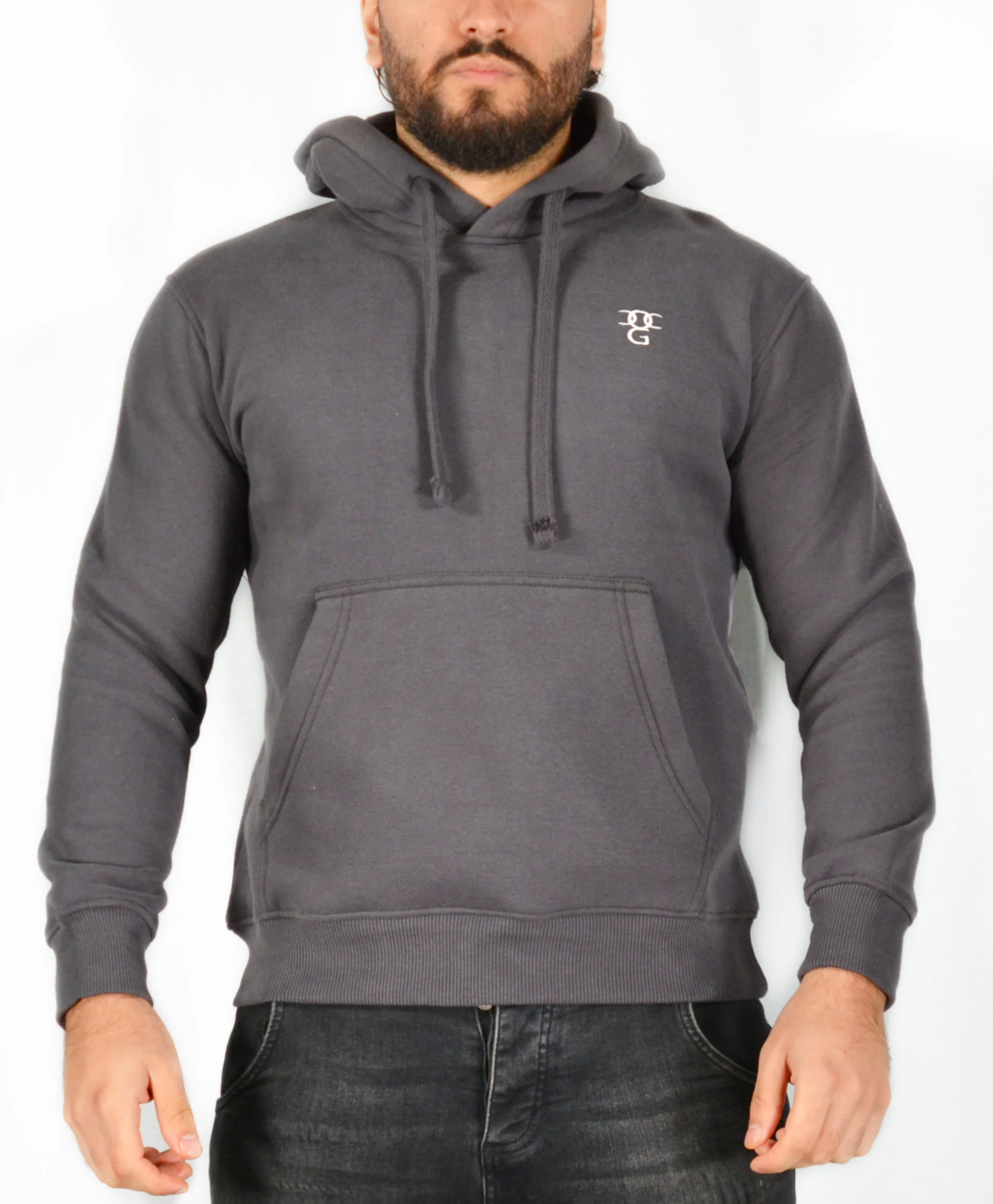 Mens O.G. Symbol Dark Grey Pullover Hooded Top