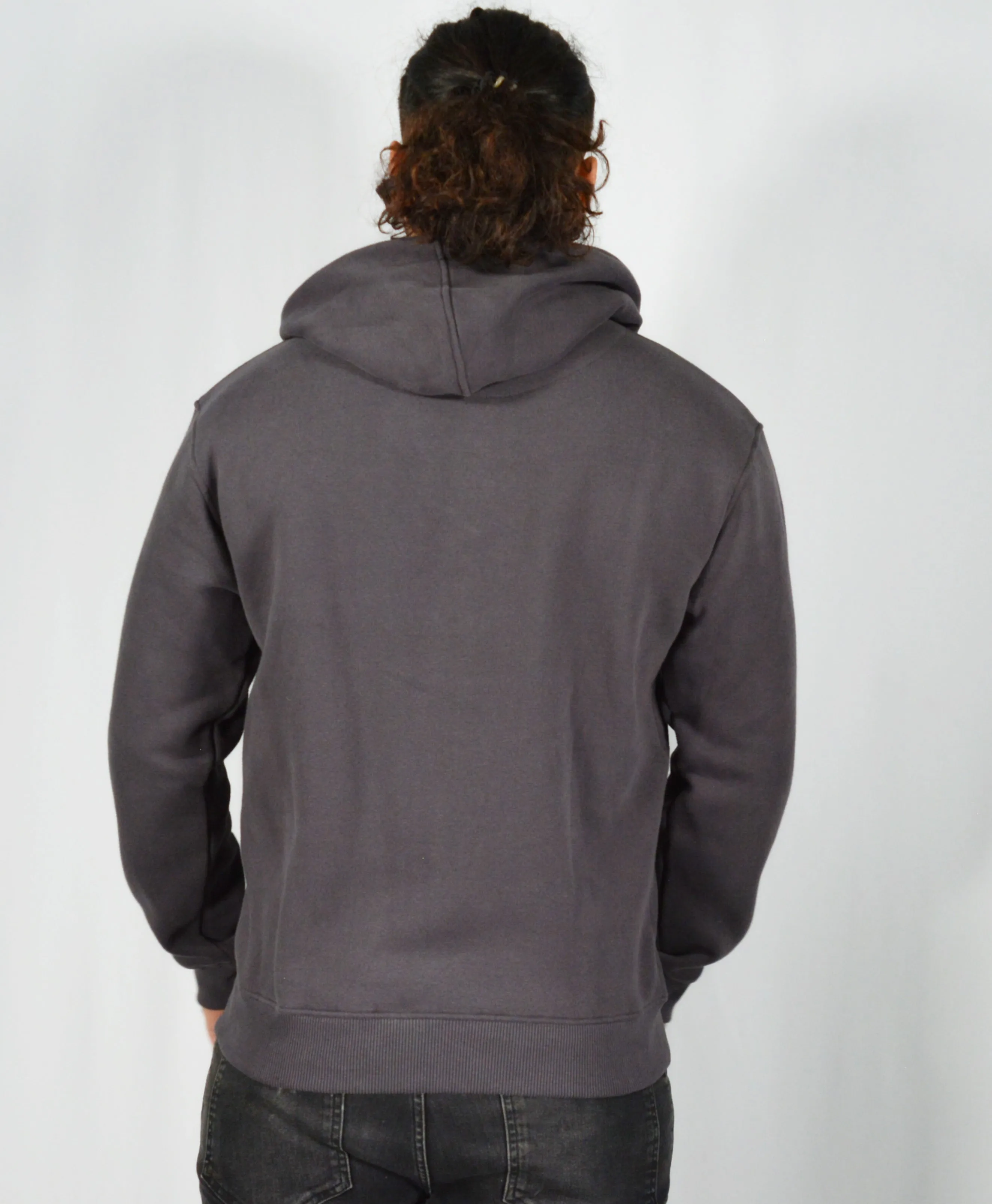 Mens O.G. Symbol Dark Grey Zipped Hooded Top