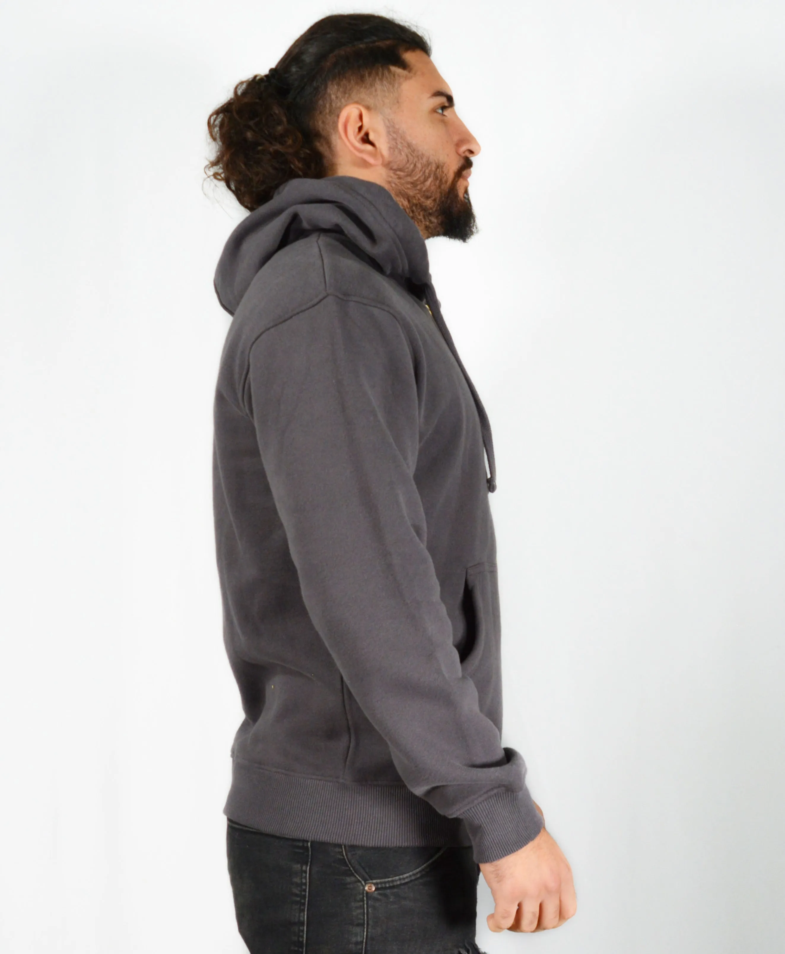 Mens O.G. Symbol Dark Grey Zipped Hooded Top