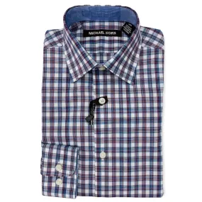 Michael Kors Boys Berry Plaid Cotton Shirt Z0363