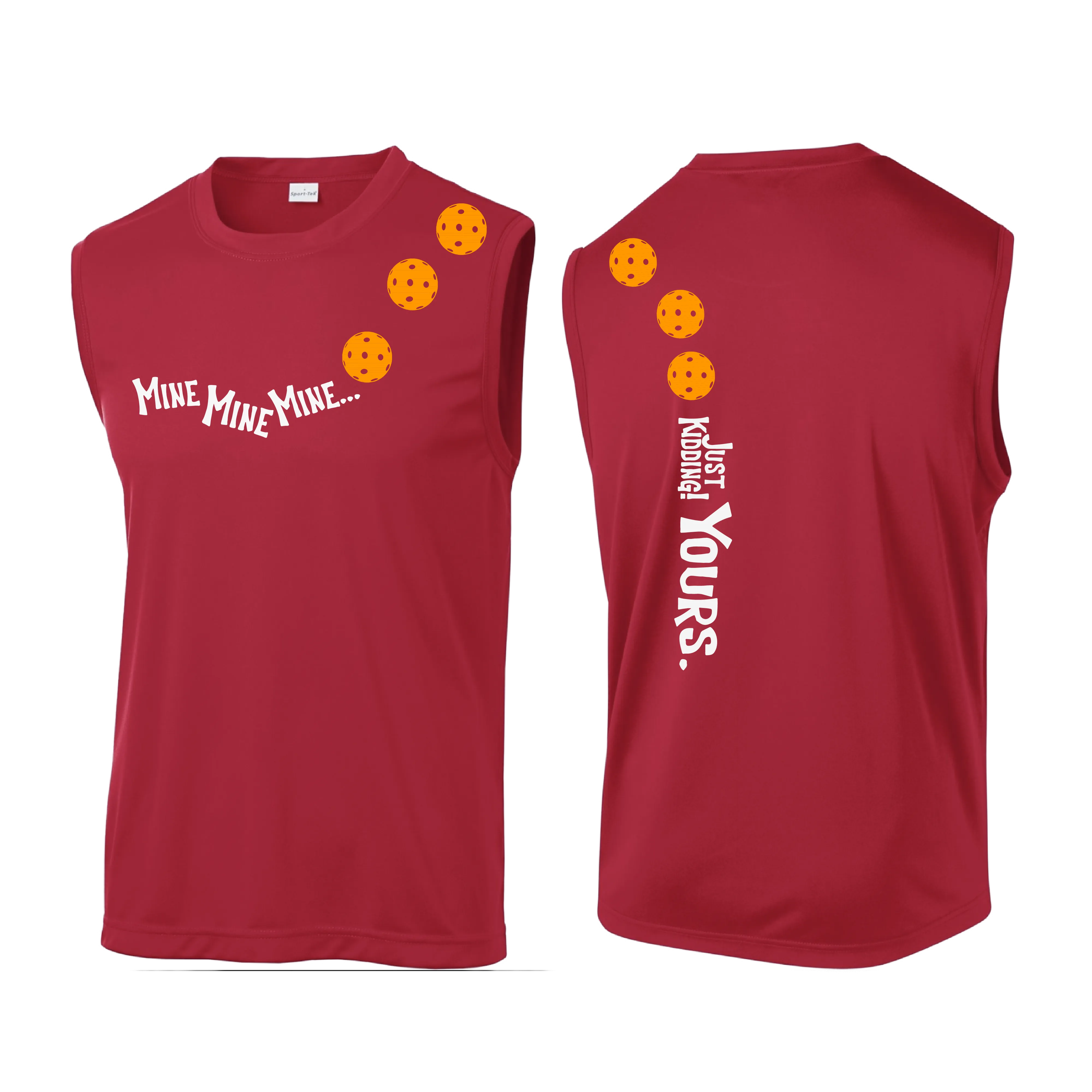 Mine JK Yours (Pickleball Colors Orange Yellow or Red) | Men's Sleeveless Athletic Shirt | 100% Polyester