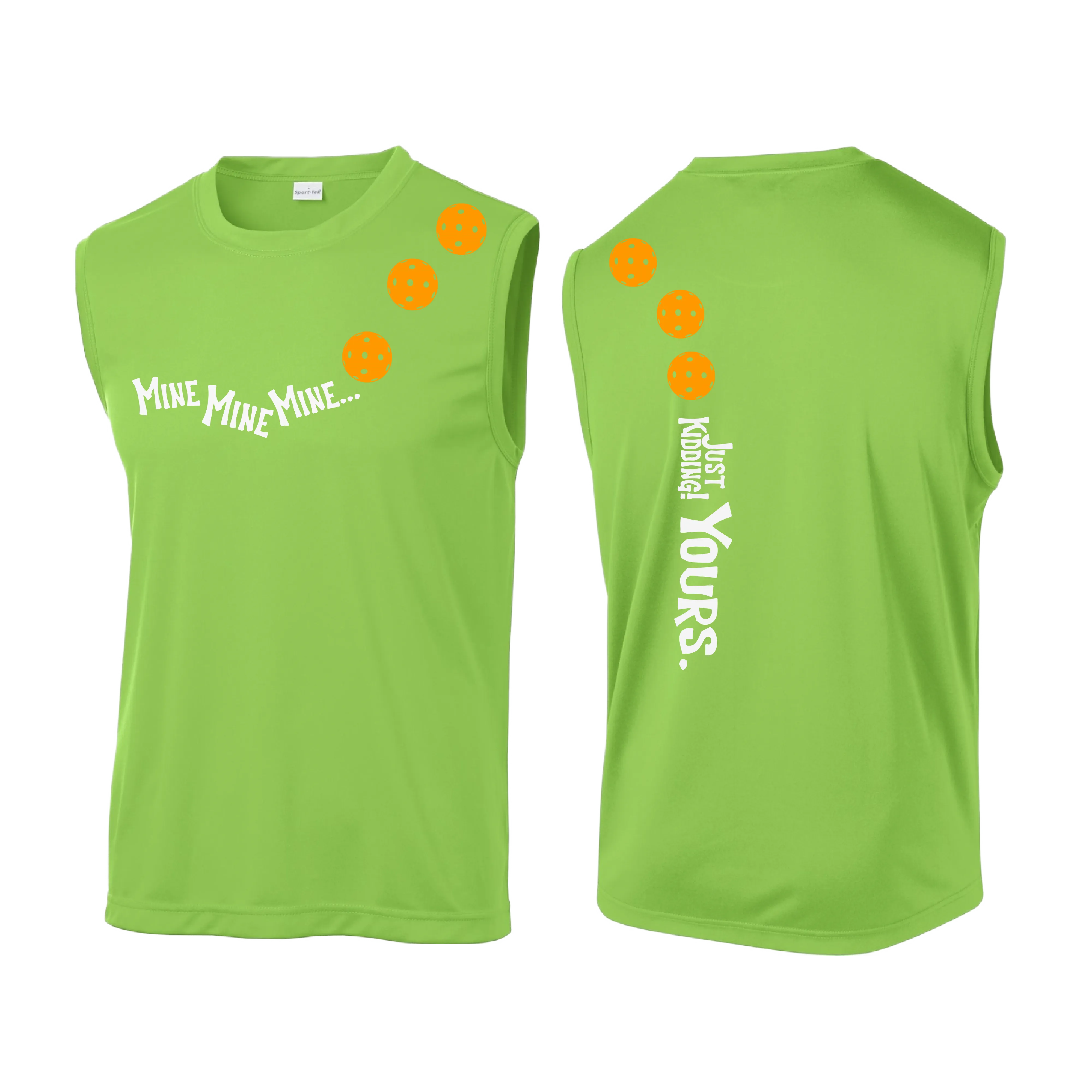 Mine JK Yours (Pickleball Colors Orange Yellow or Red) | Men's Sleeveless Athletic Shirt | 100% Polyester