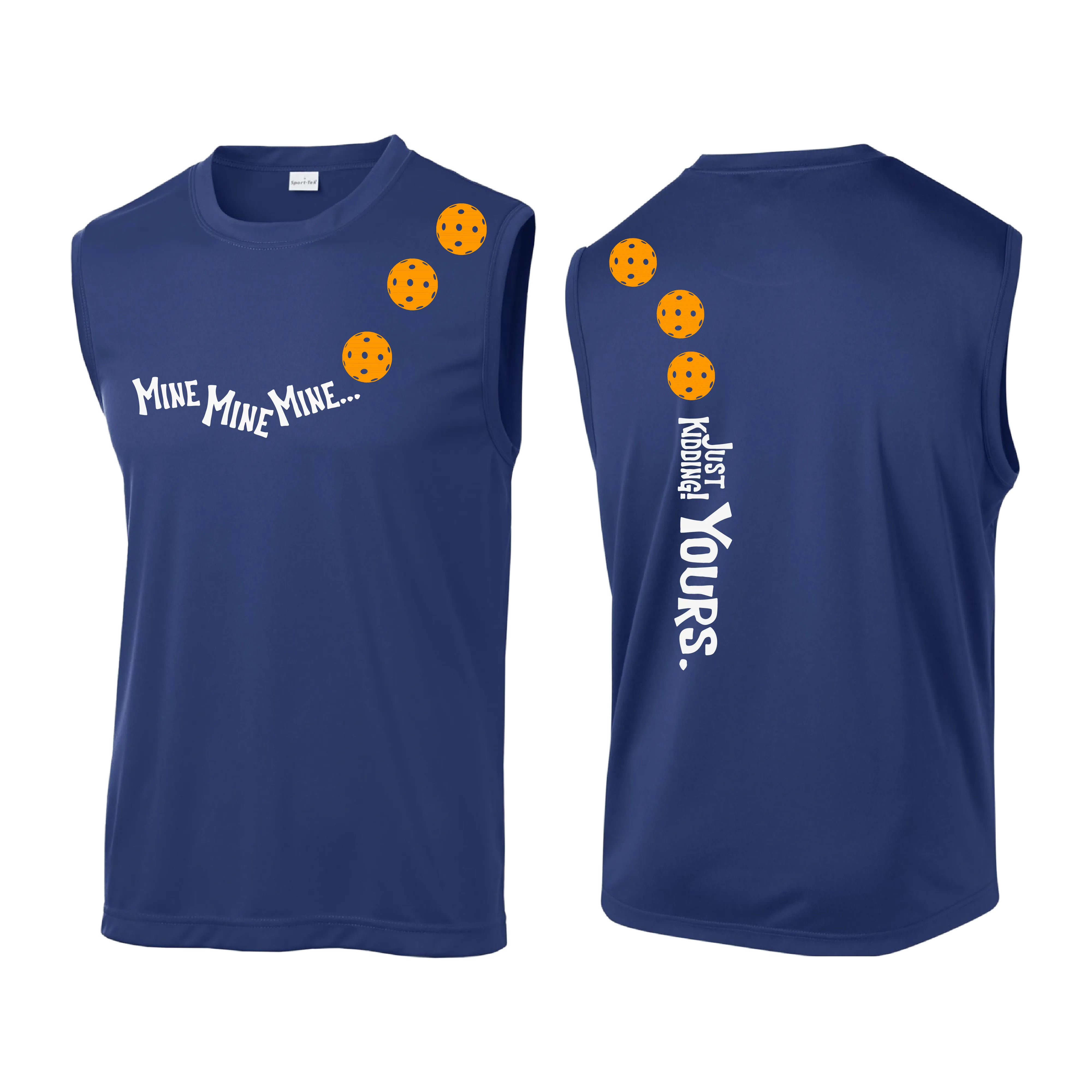 Mine JK Yours (Pickleball Colors Orange Yellow or Red) | Men's Sleeveless Athletic Shirt | 100% Polyester