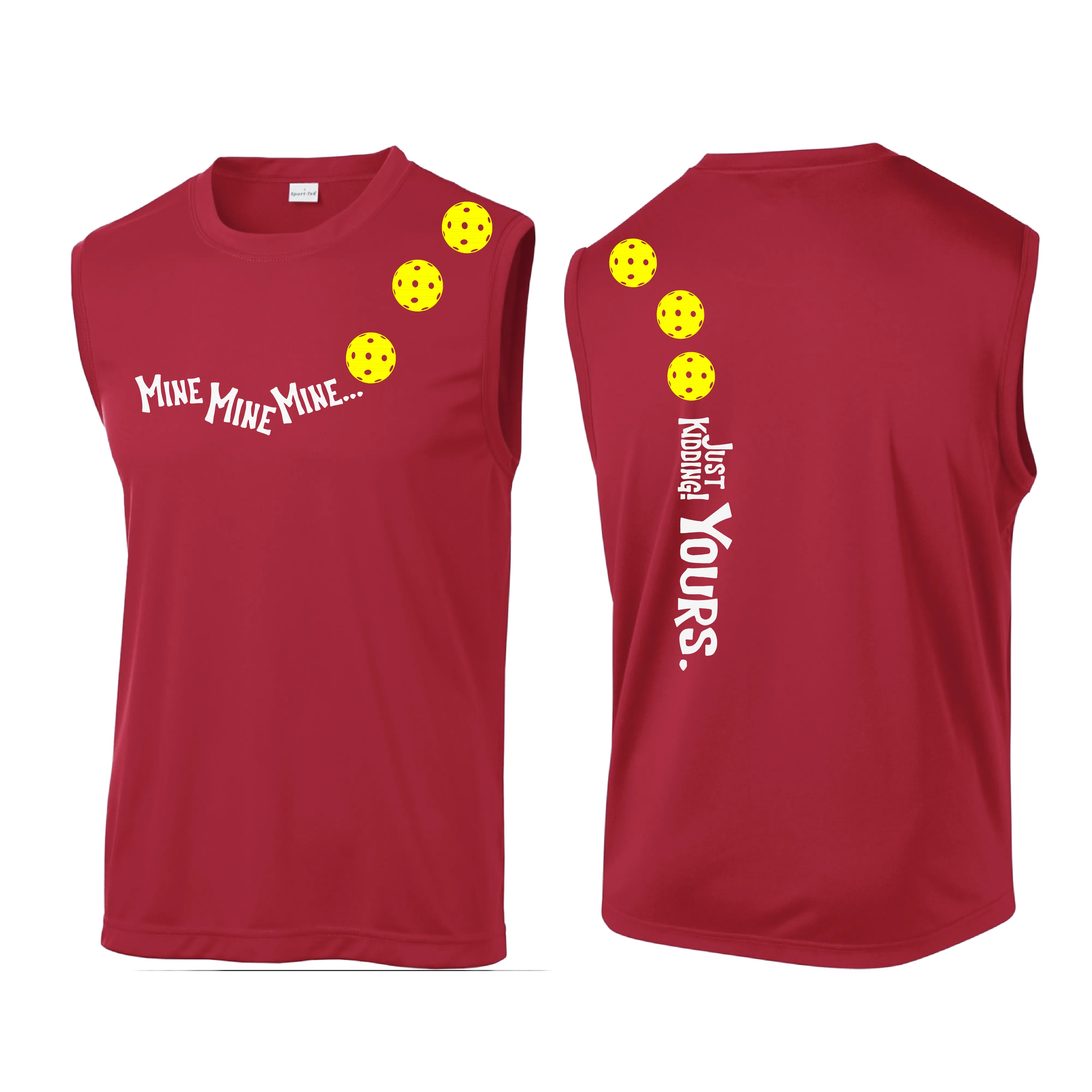 Mine JK Yours (Pickleball Colors Orange Yellow or Red) | Men's Sleeveless Athletic Shirt | 100% Polyester