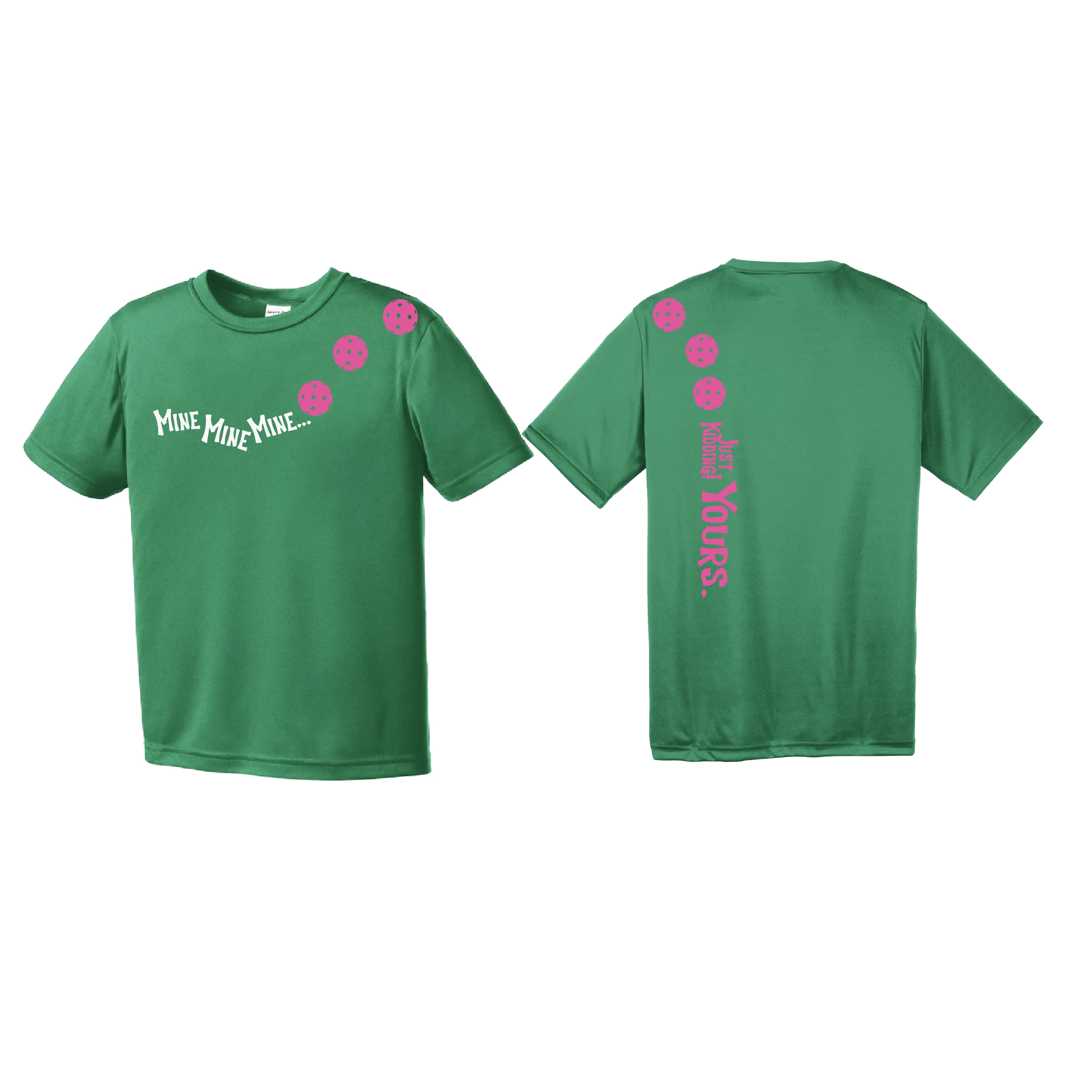 Mine Just Kidding Yours With Pickleballs (Purple Rainbow Pink) Customizable | Youth Short Sleeve Athletic Shirt | 100% Polyester