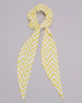 Misted Yellow Handblock Scarf Scrunchie