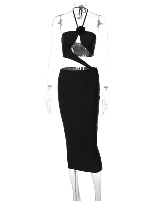 Momnfancy Black Cut Out Off Shoulder Irregular Bandeau Bodycon Party Elegant Maternity Maxi Dress