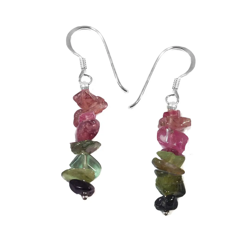 NEW: Tourmaline Crystal Dangle Drop Earrings, Sterling Silver