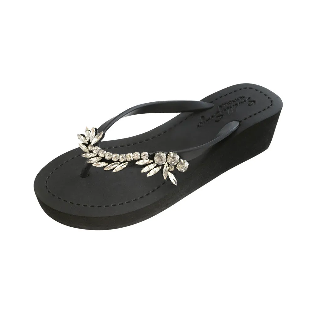 Nomad - Rhinestone Mid Wedge Flip Flops