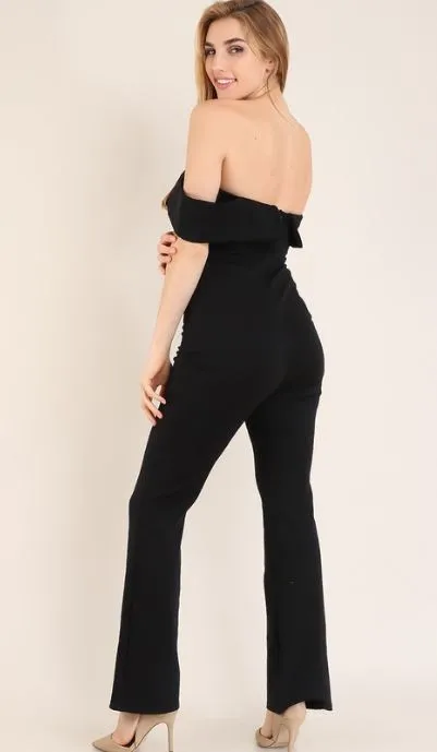 Off The Shoulder Strapless Black Jumpsuit