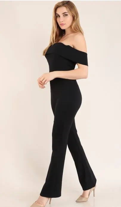 Off The Shoulder Strapless Black Jumpsuit