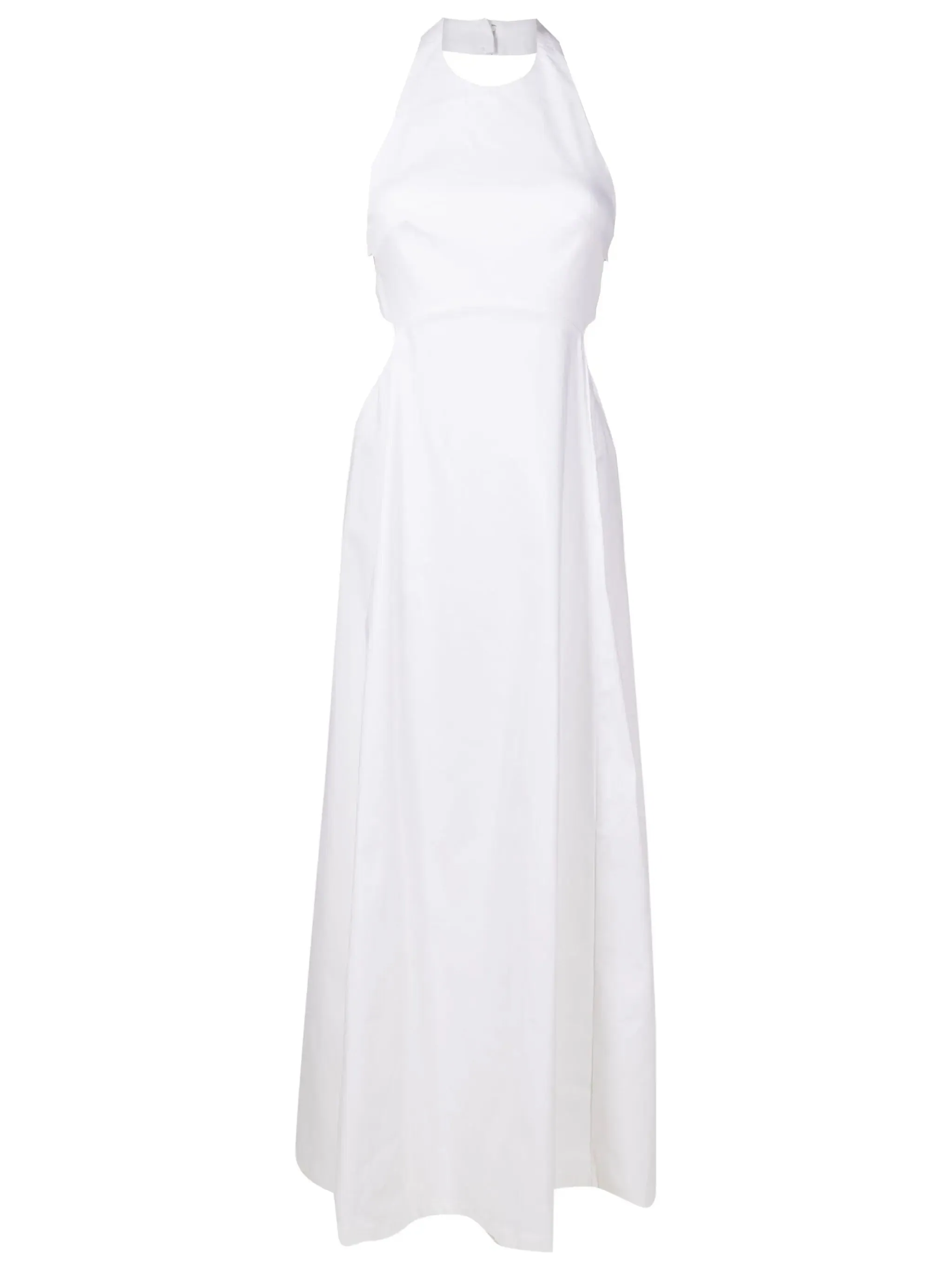 Off-White Solid Cotton Long Dress