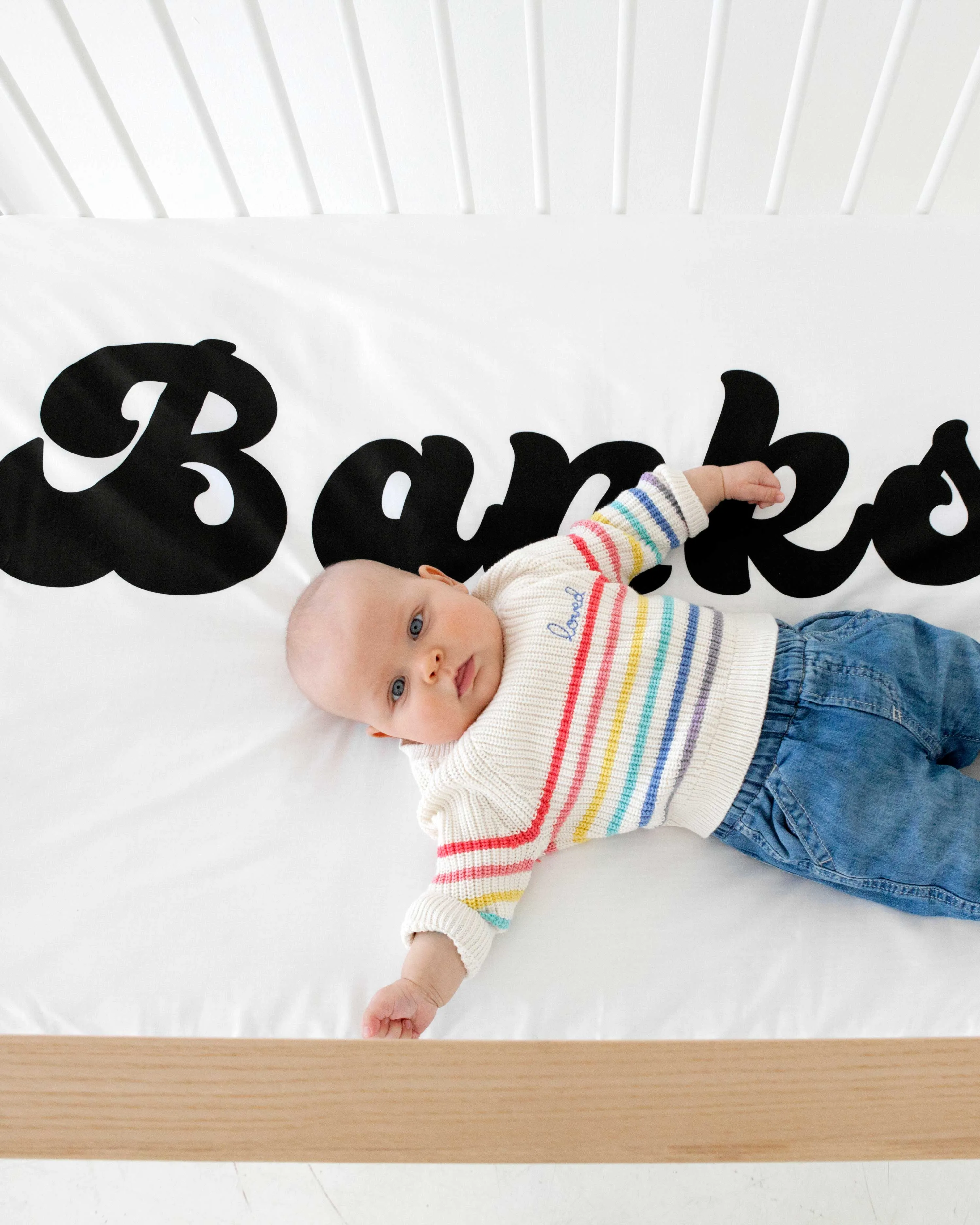 Organic Personalized Crib Sheet, Groovy