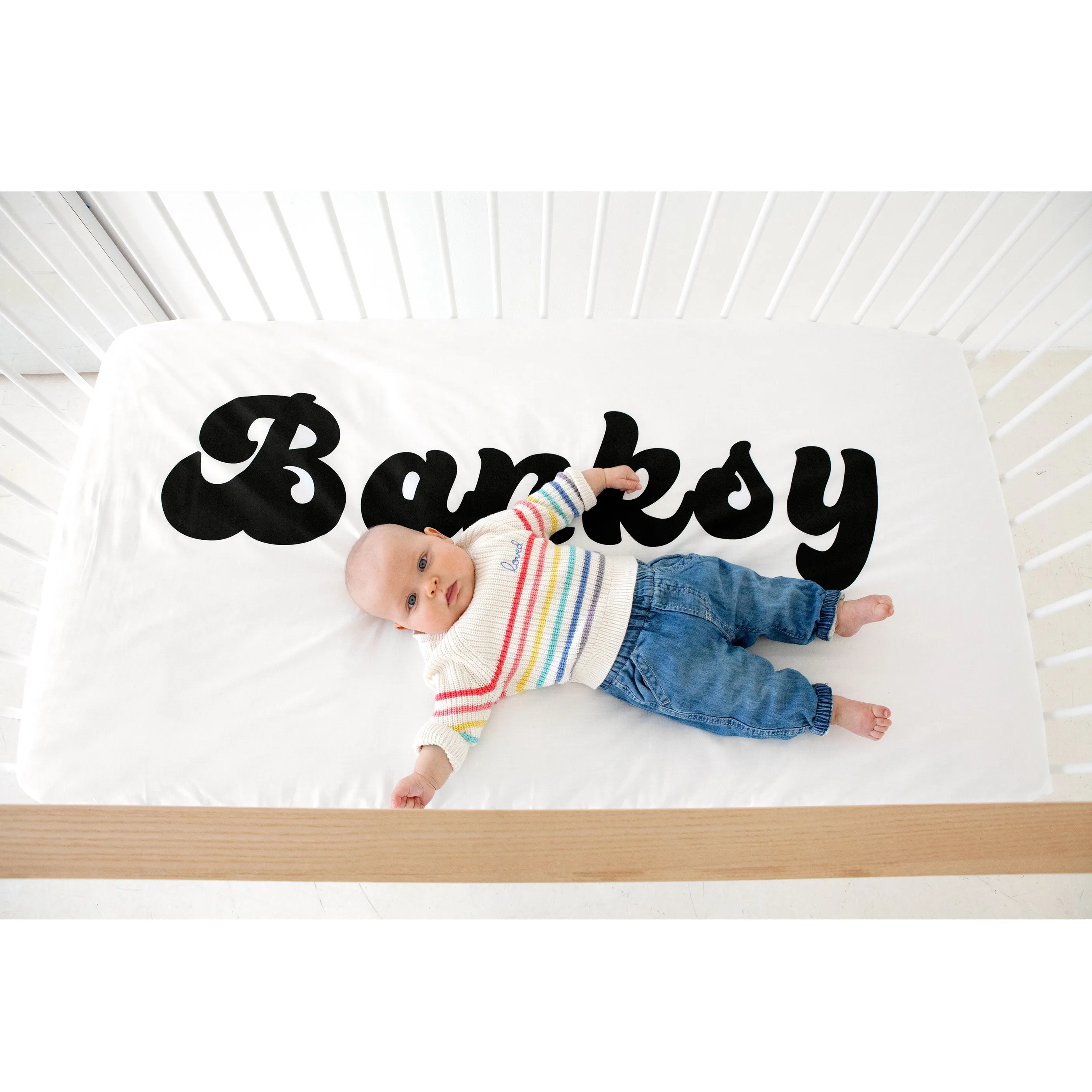 Organic Personalized Crib Sheet, Groovy