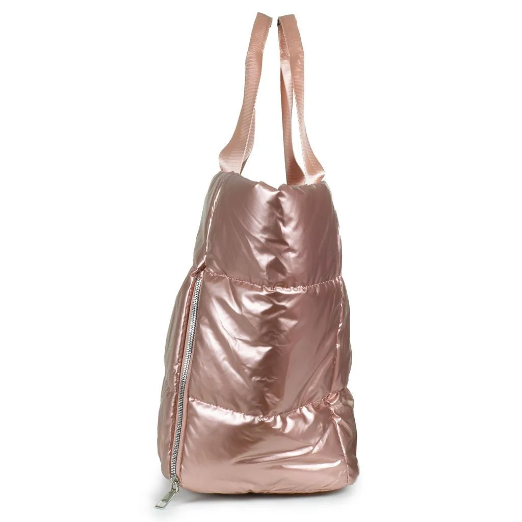 Panorama Puffer Large Tote - Metallic Pink