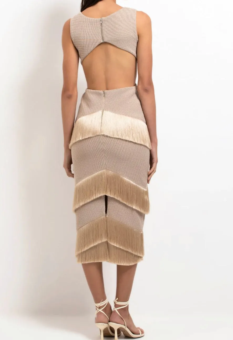 Patbo - Metallic Knit Midi Dress - Clay