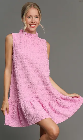 Pink Square Textured Dress