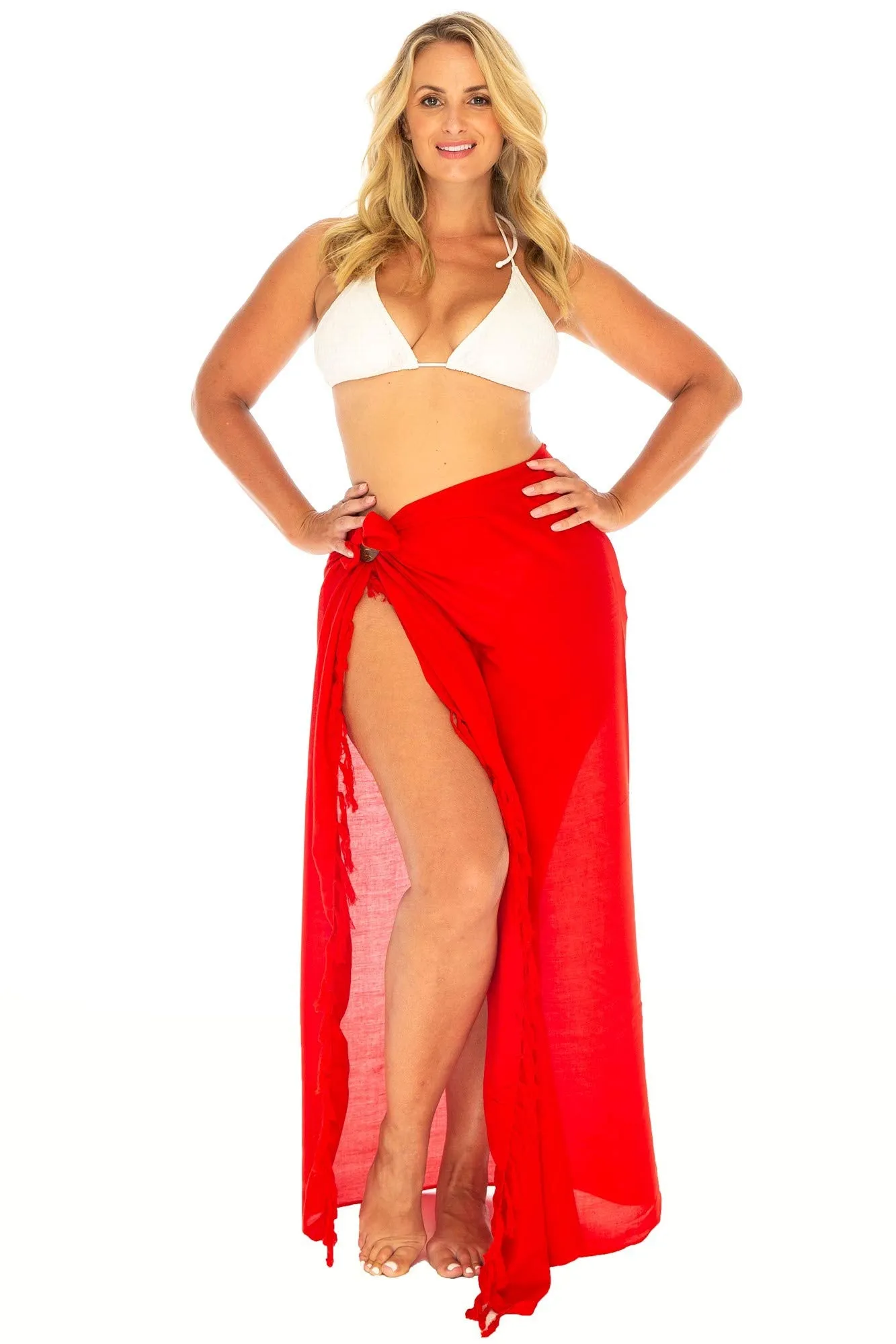 Plus Size Solid Sarong Wrap & Coconut Clip