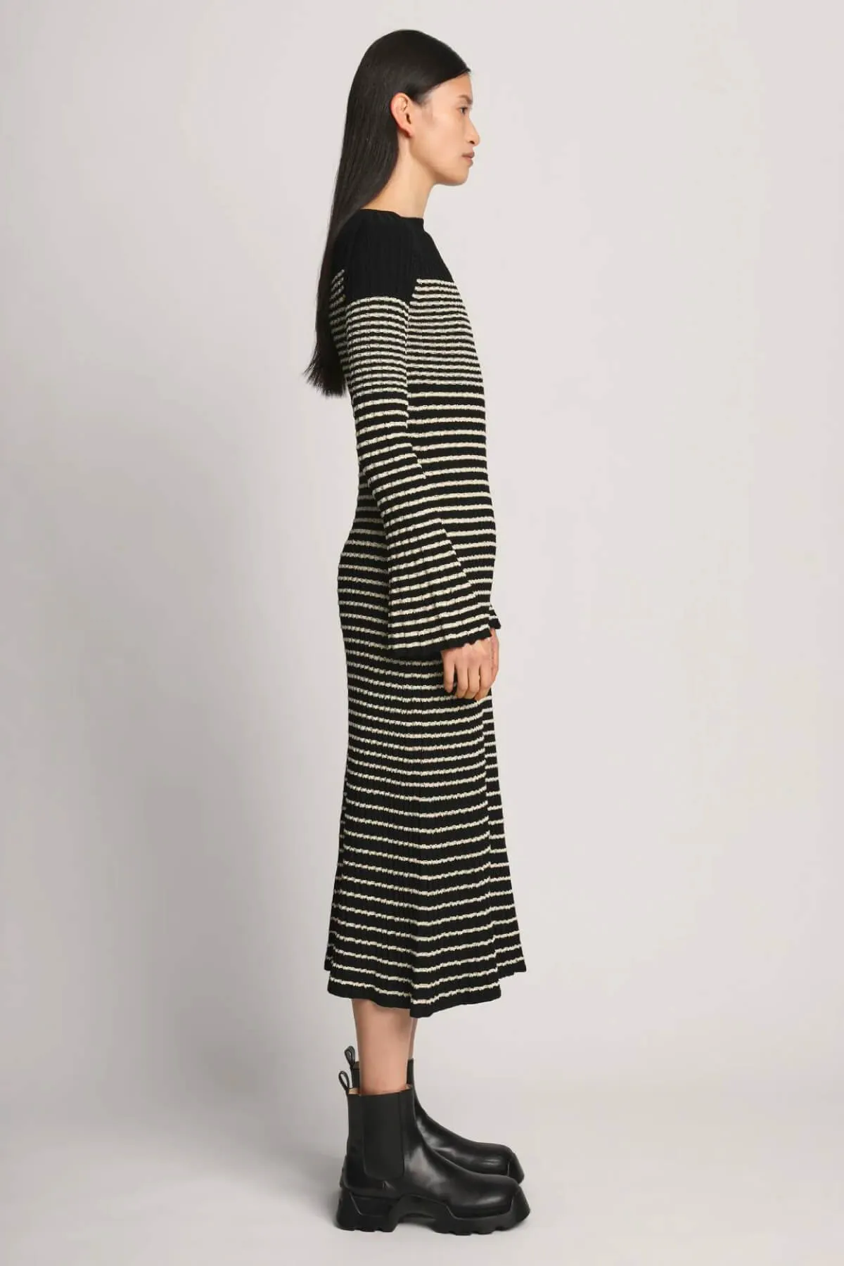 Proenza Schouler Boucle Mini Stripe Knit Dress - Black Multi