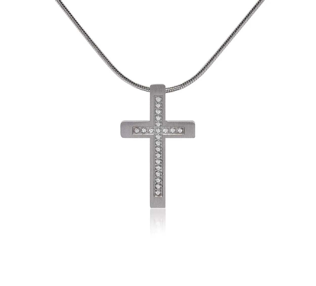 PT229G B.Tiff Pave Set Cross Gold Plated Stainless Steel Pendant