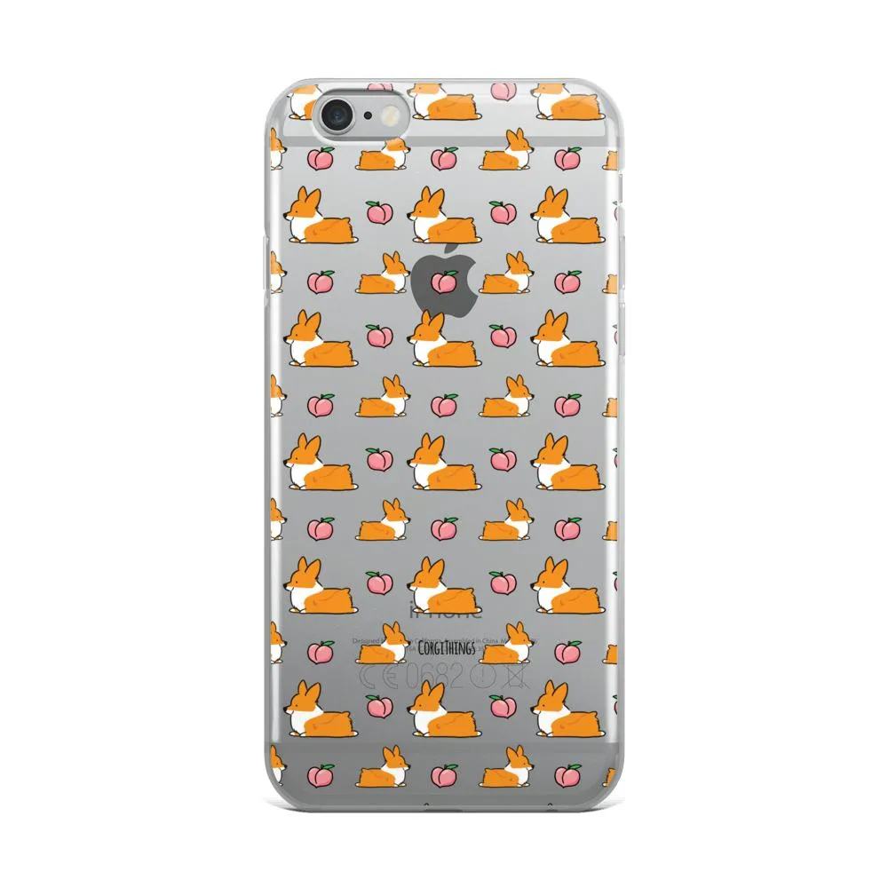 "Peach Sploot" Corgi Clear iPhone Case