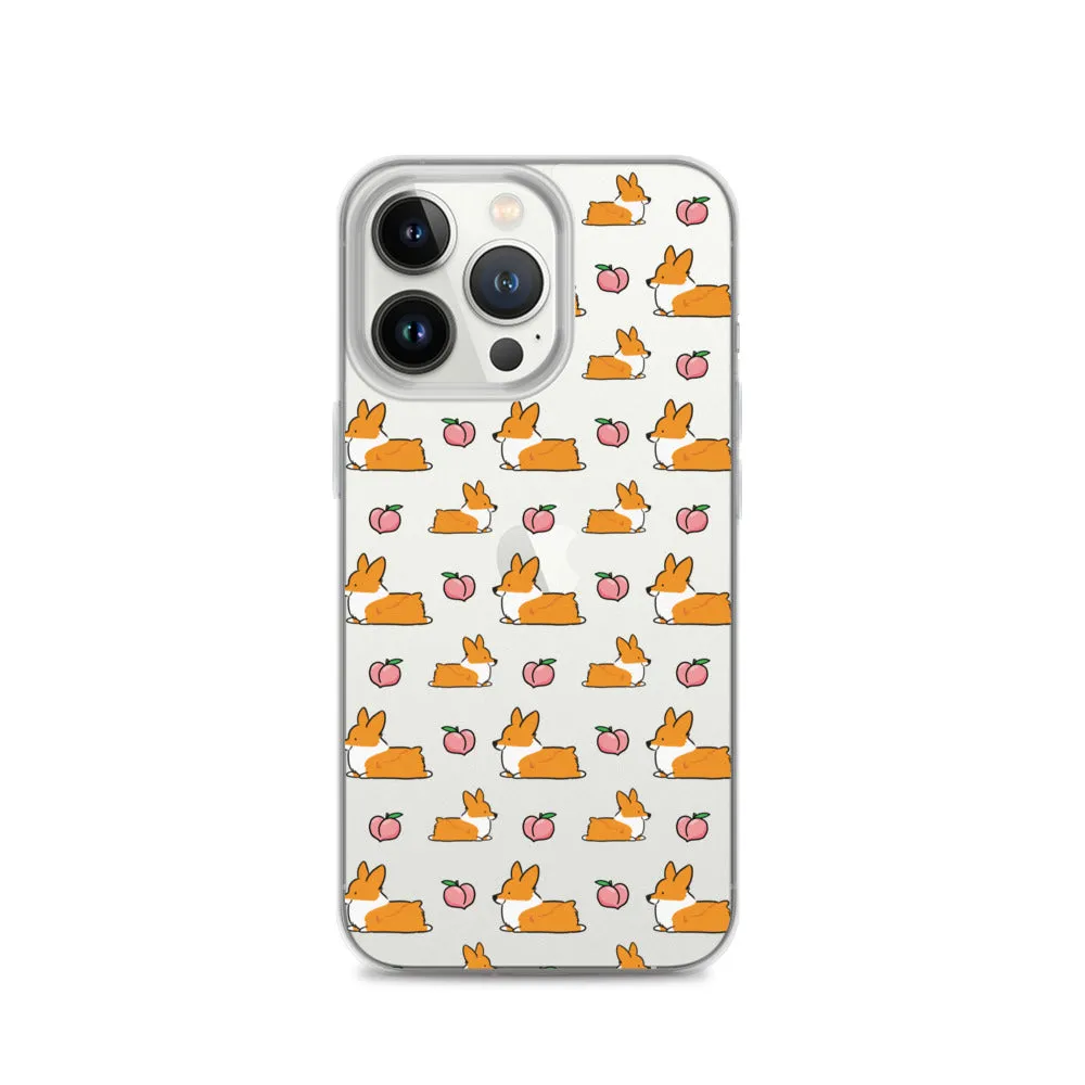 "Peach Sploot" Corgi Clear iPhone Case