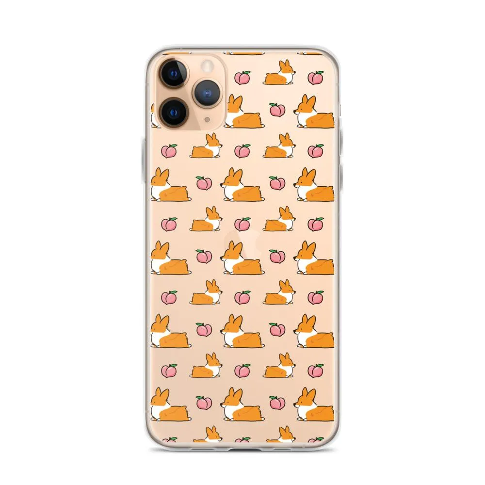 "Peach Sploot" Corgi Clear iPhone Case