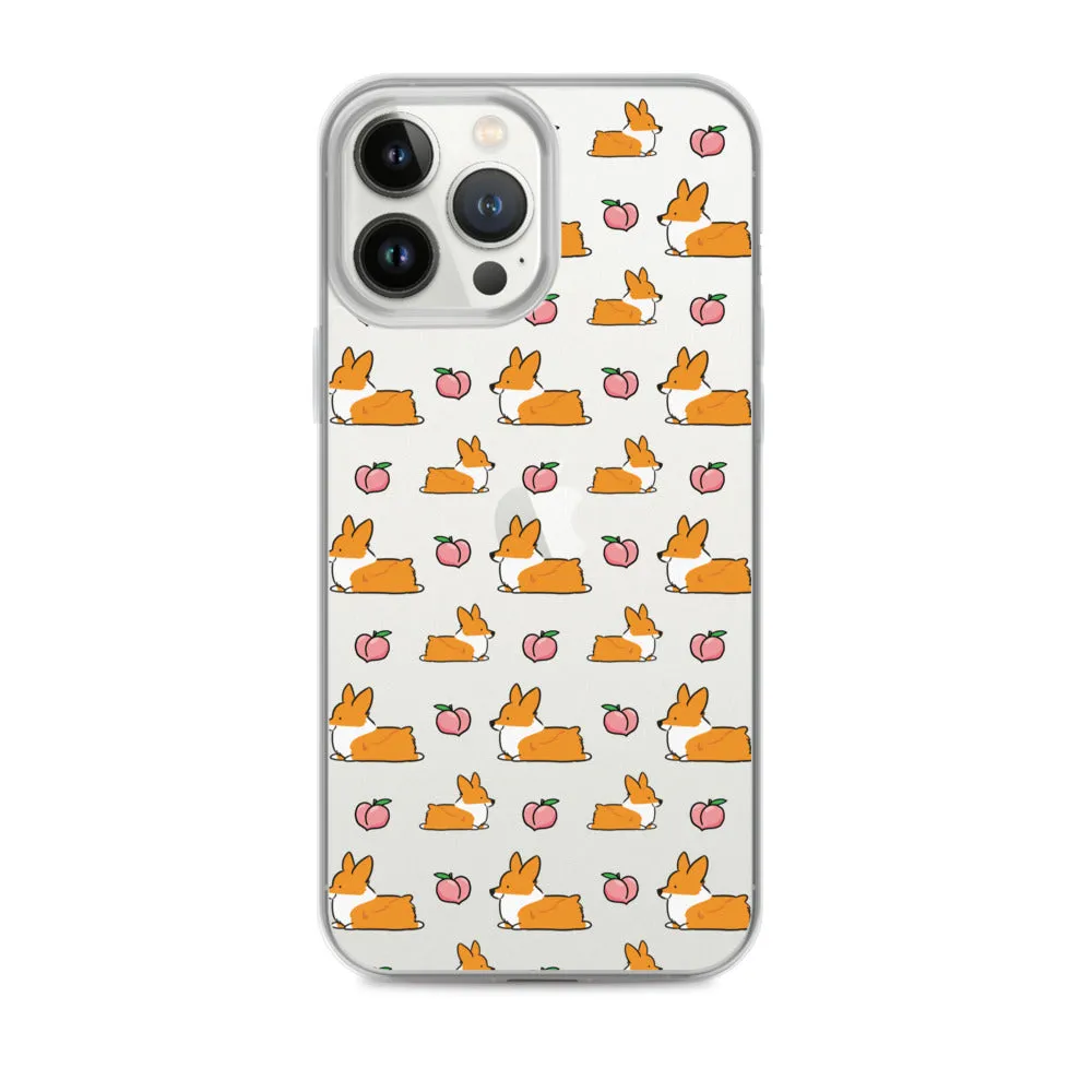 "Peach Sploot" Corgi Clear iPhone Case