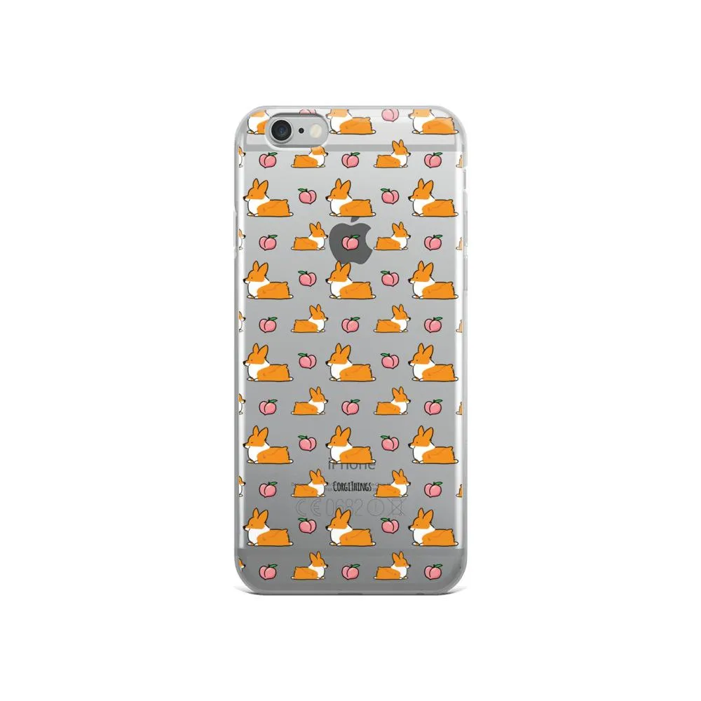 "Peach Sploot" Corgi Clear iPhone Case