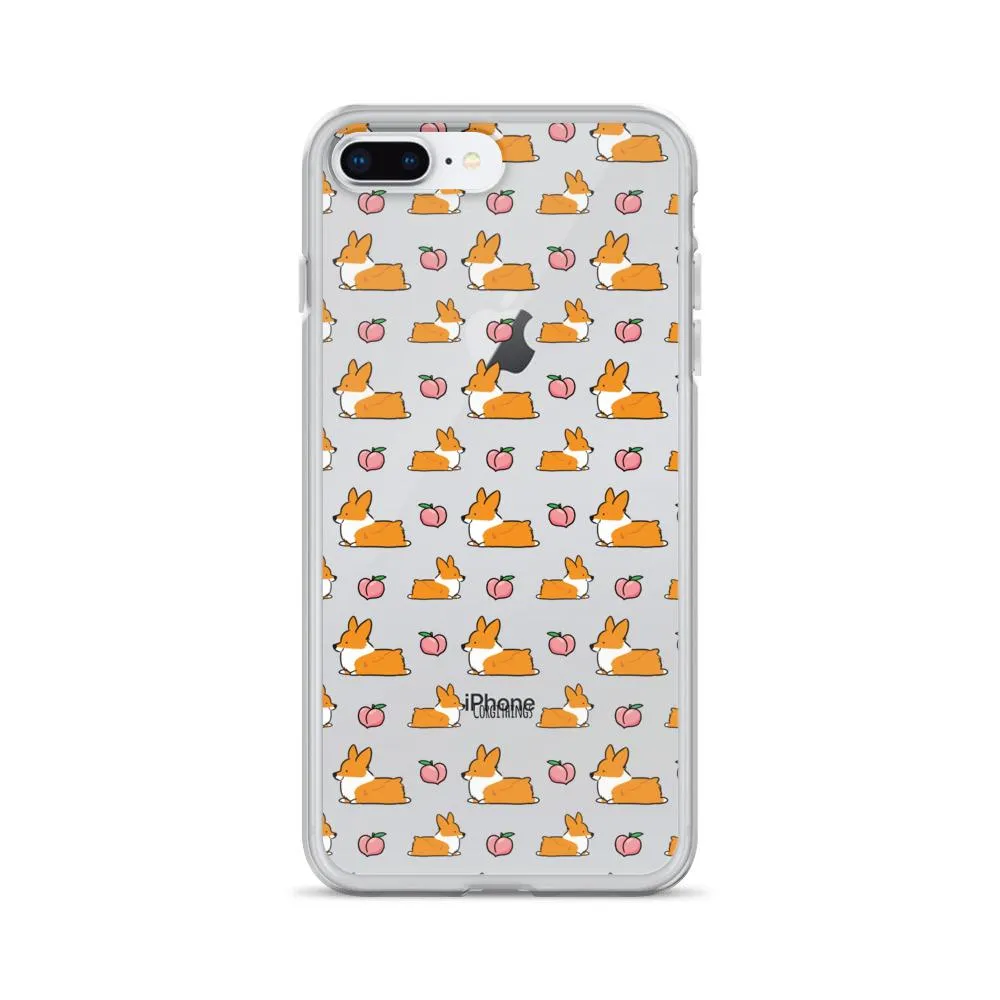 "Peach Sploot" Corgi Clear iPhone Case