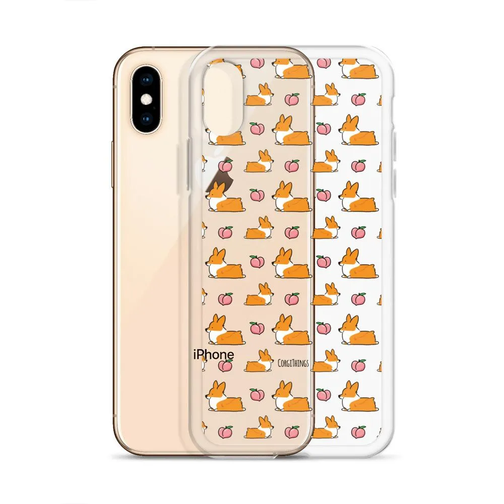 "Peach Sploot" Corgi Clear iPhone Case