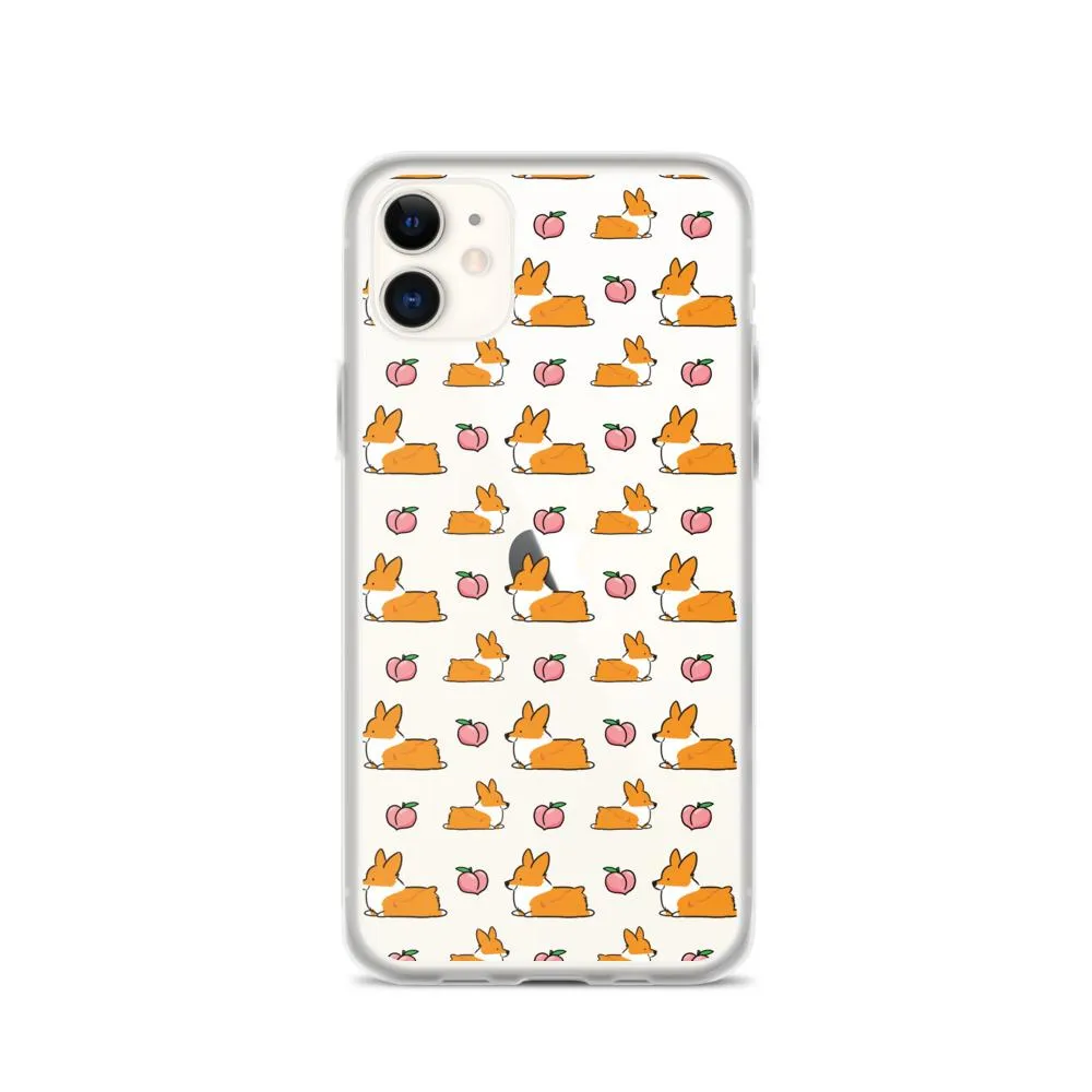 "Peach Sploot" Corgi Clear iPhone Case