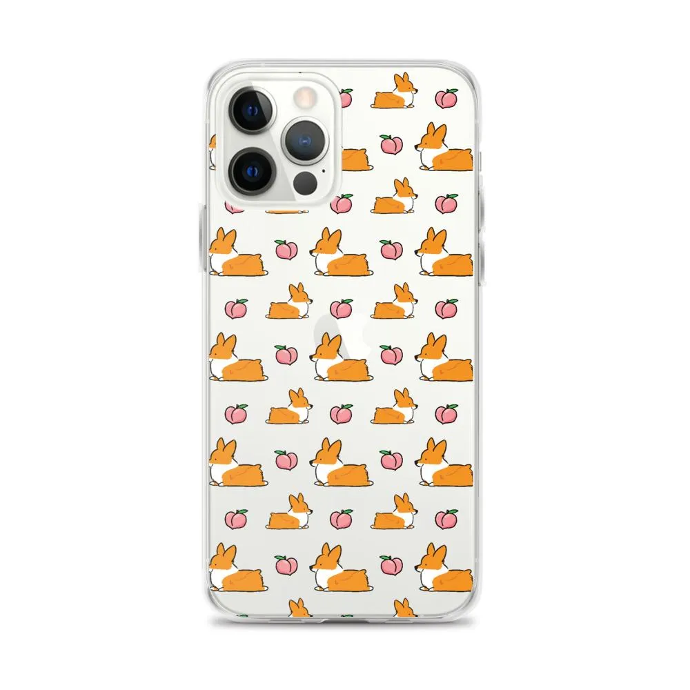 "Peach Sploot" Corgi Clear iPhone Case