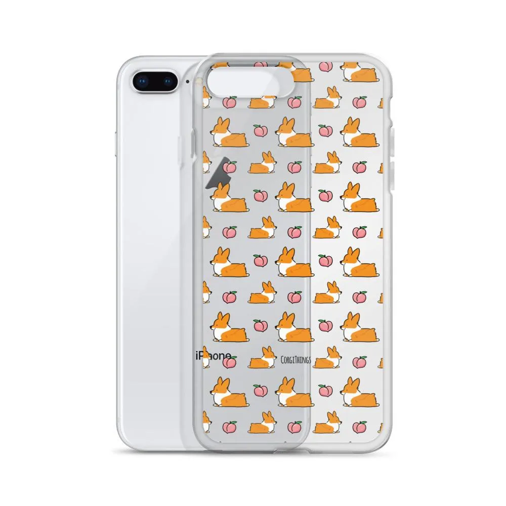 "Peach Sploot" Corgi Clear iPhone Case