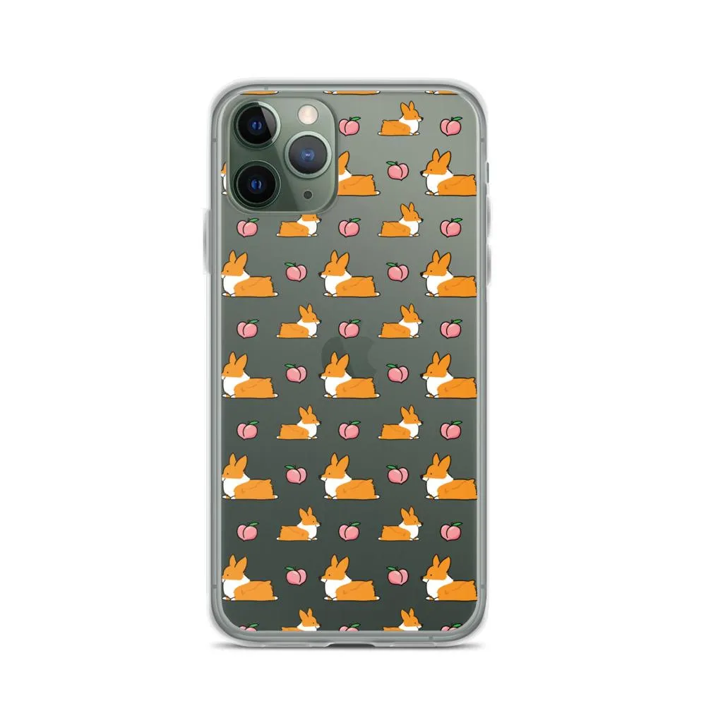 "Peach Sploot" Corgi Clear iPhone Case