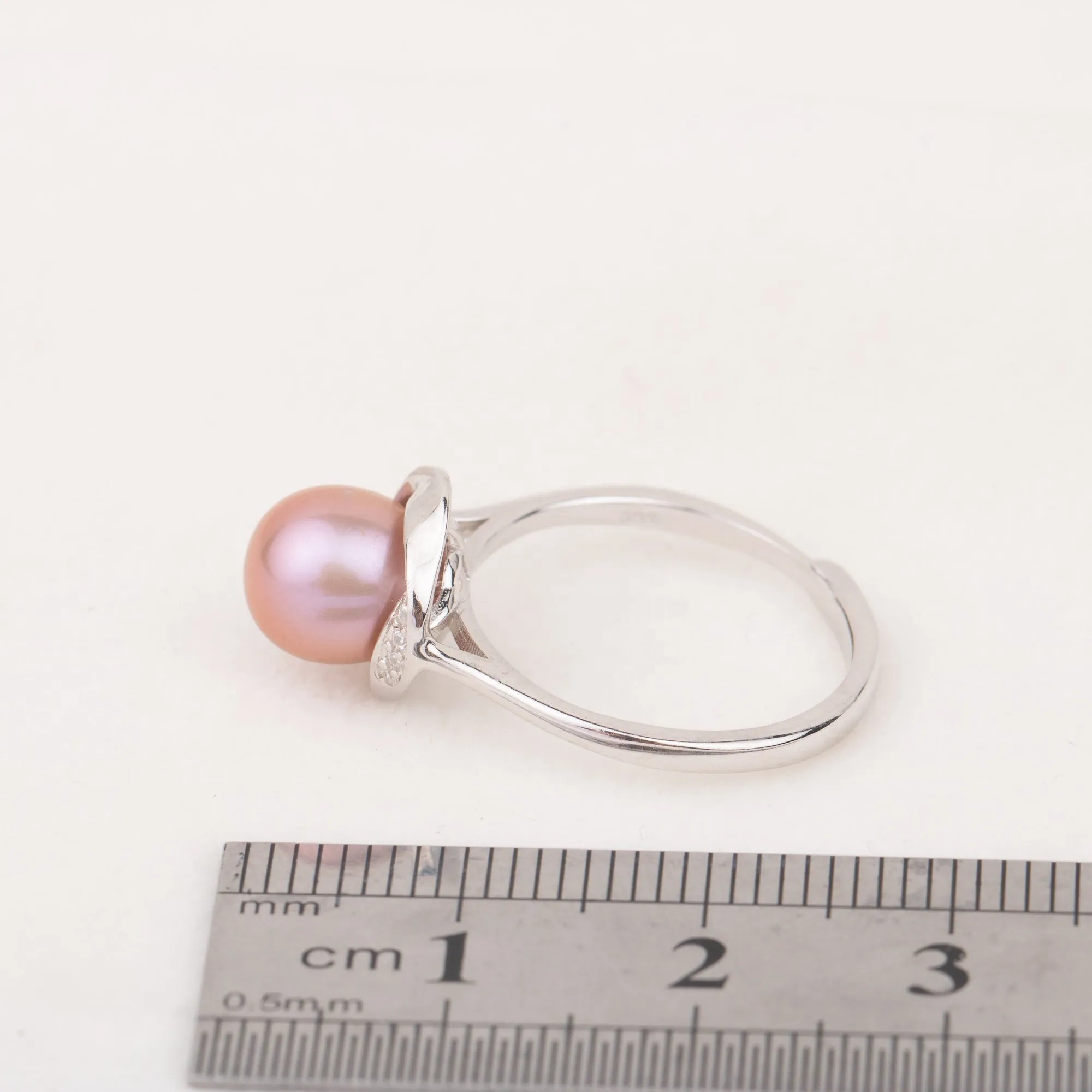 r010600 DIY 7-8mm Natural Freshwater pearl Ring accessory 925 sterling silver Adjustable size engagement jewelry ring for women