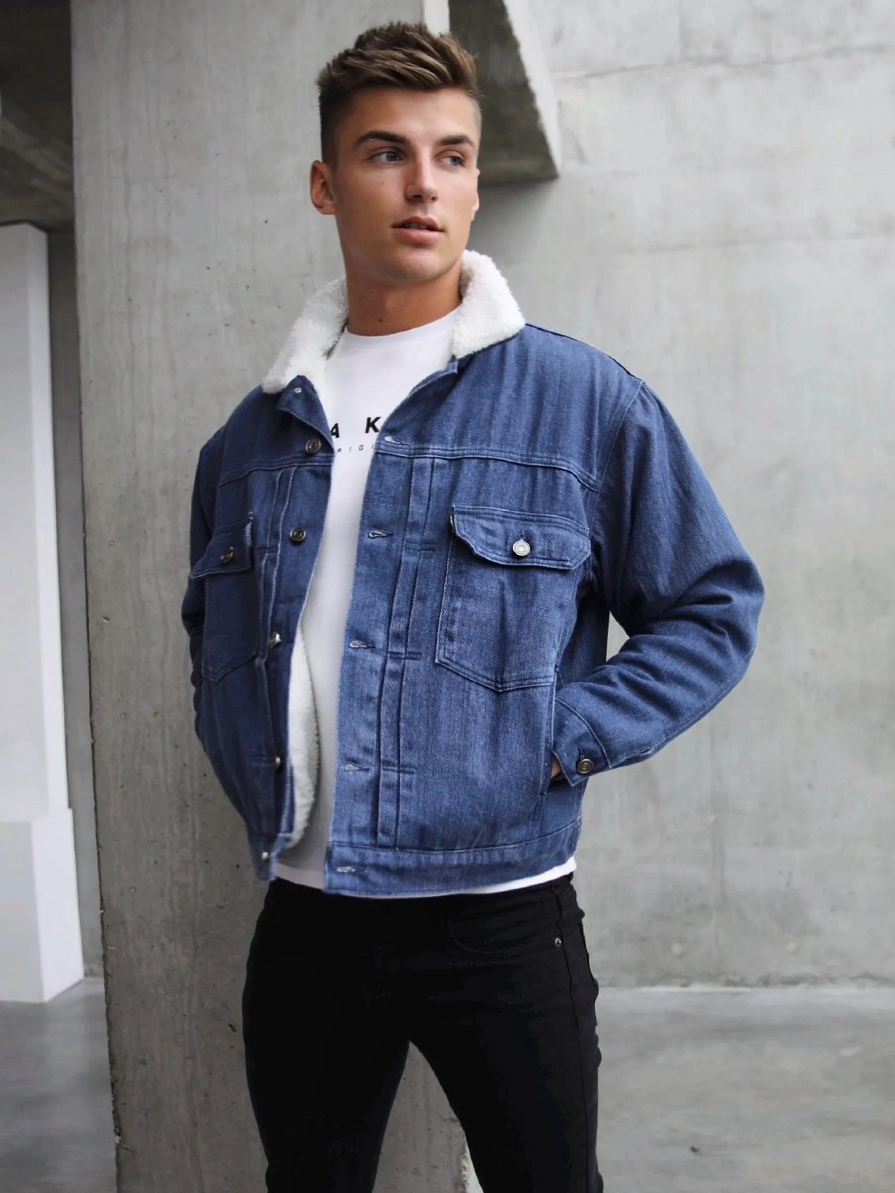 Raleigh Borg Denim Jacket - Blue