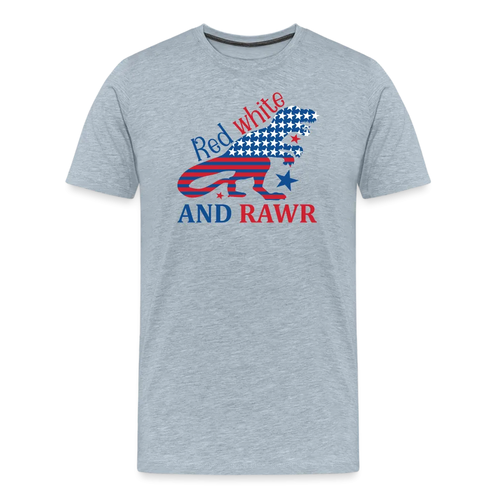 Rawring Patriotism: Men's Premium Cotton Shirt with American Flag Dinosaur