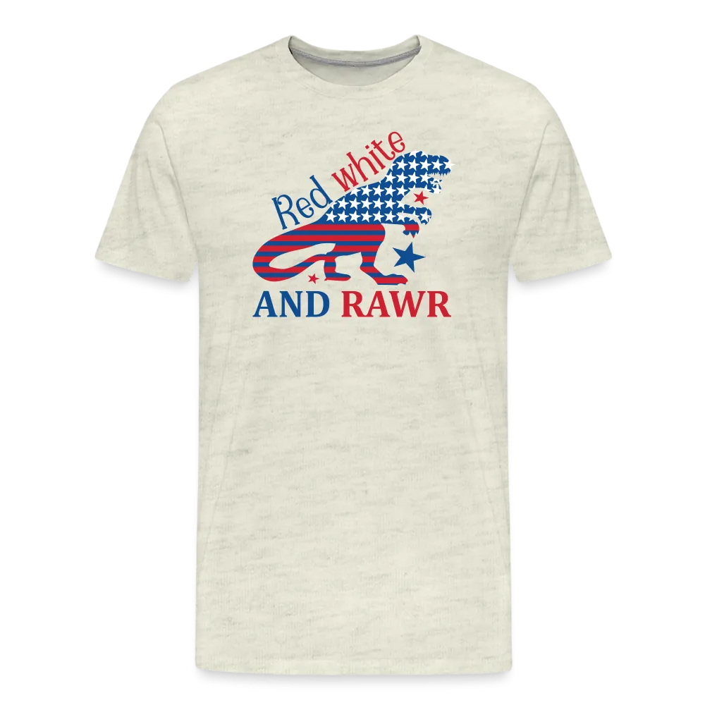 Rawring Patriotism: Men's Premium Cotton Shirt with American Flag Dinosaur