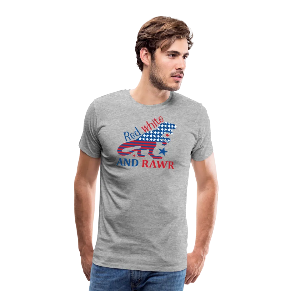 Rawring Patriotism: Men's Premium Cotton Shirt with American Flag Dinosaur